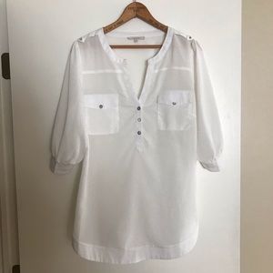 Filbert White 3/4 Sleeve Popover Blouse